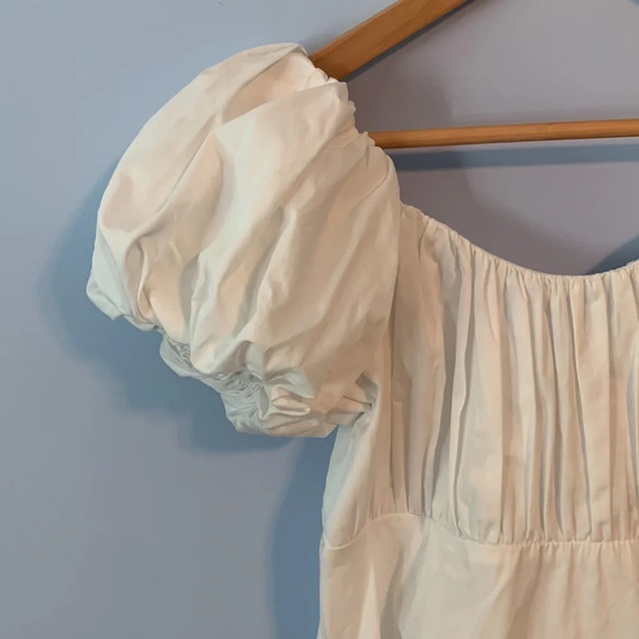 Abercrombie & Fitch size medium petite white puff sleeve babydoll mini dress - Picture 3 of 9